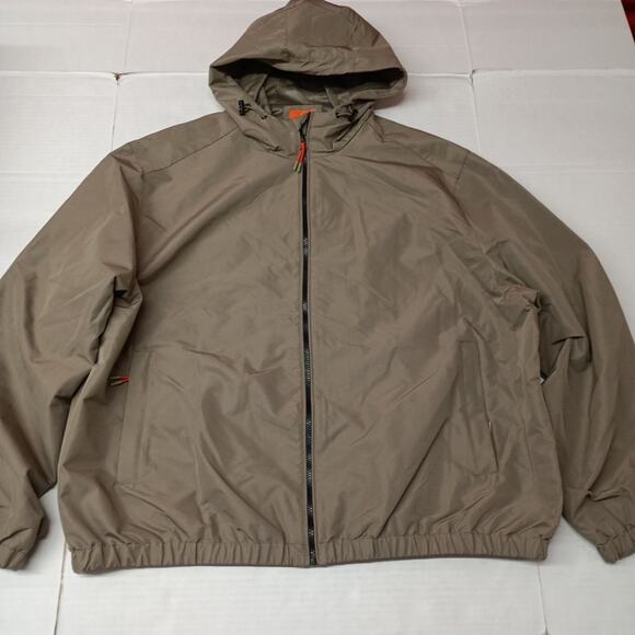NWOT Ozark Trail Windbreaker Jacket Men's 2XL XXL Taupe Falls Zip Pockets Hooded - Picture 1 of 11